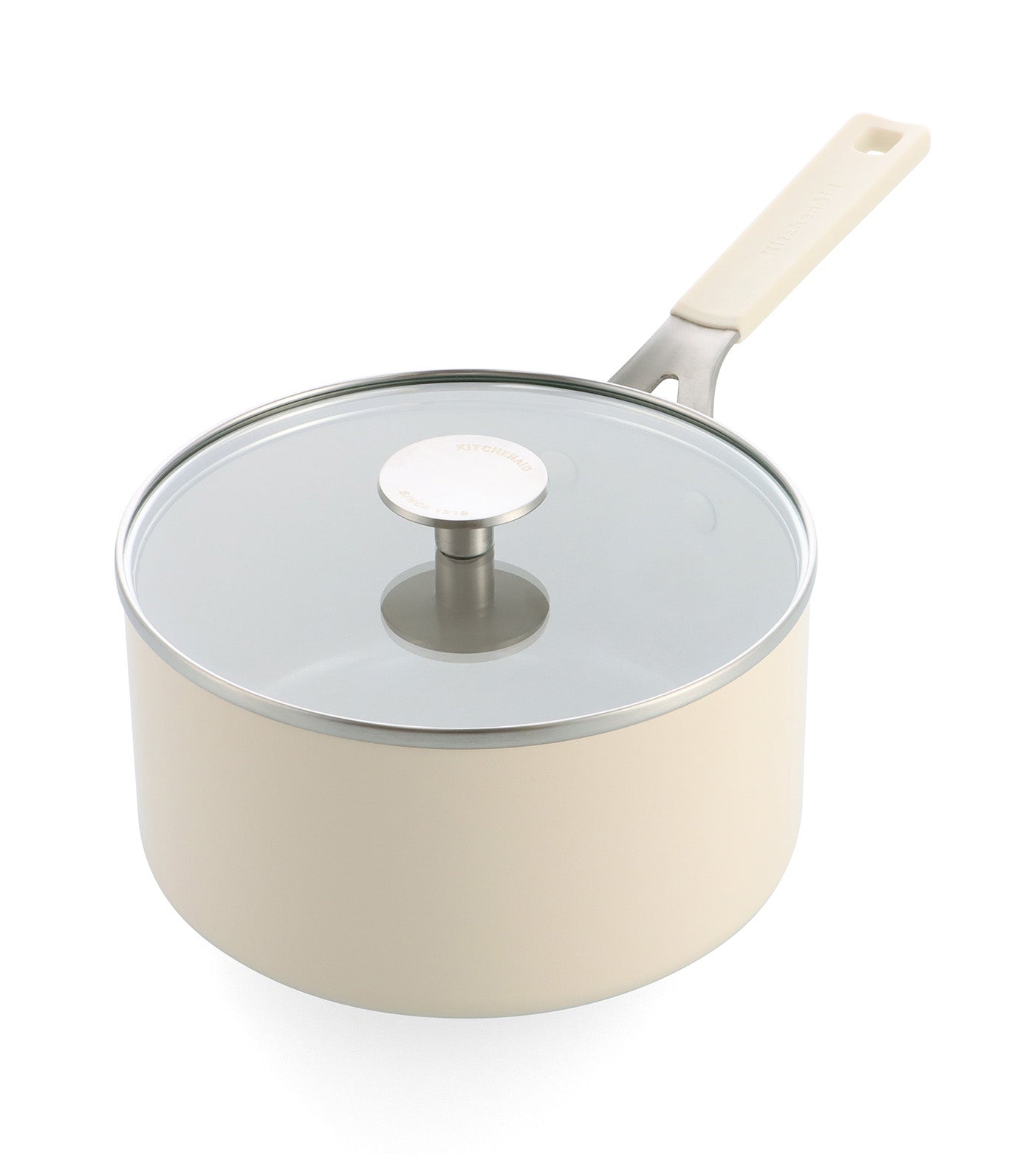 Colored Aluminum CVD Saucepan Almond Cream 20 cm