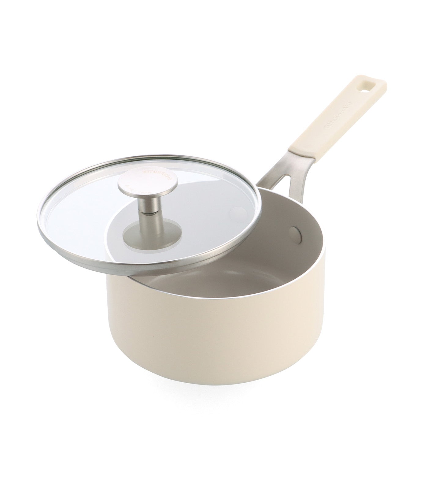 Colored Aluminum CVD Saucepan Almond Cream 20 cm