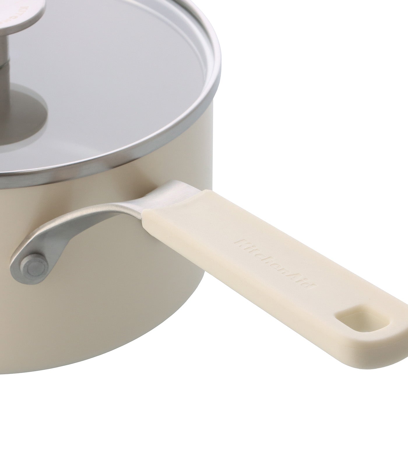 Colored Aluminum CVD Saucepan Almond Cream 20 cm