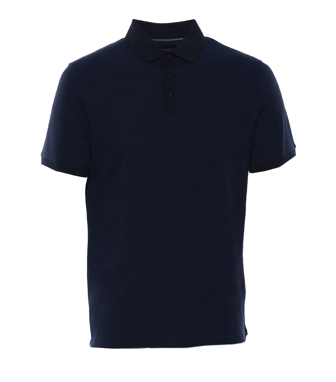 Contrast Placket Button Polo Black