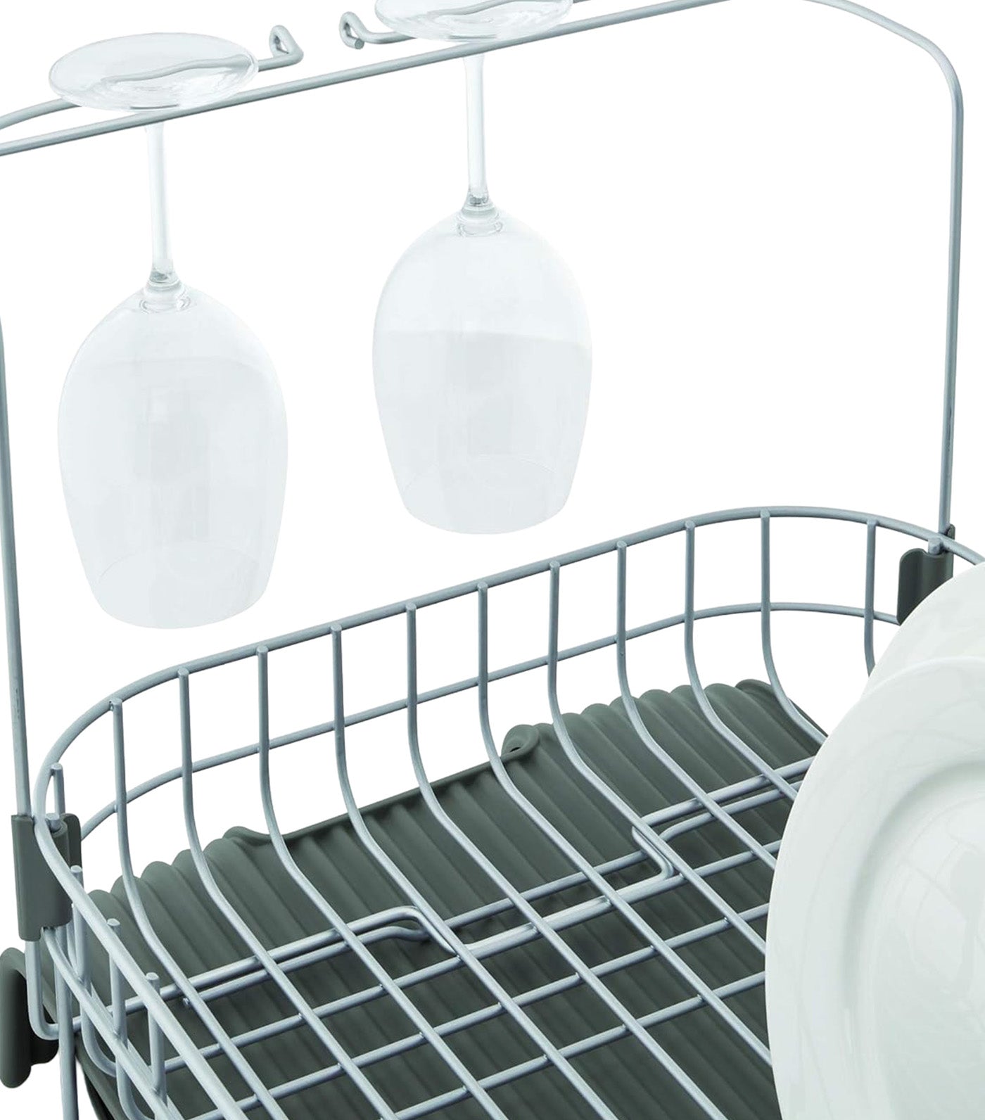 Satin Wire Expandable Dish Rack Gray