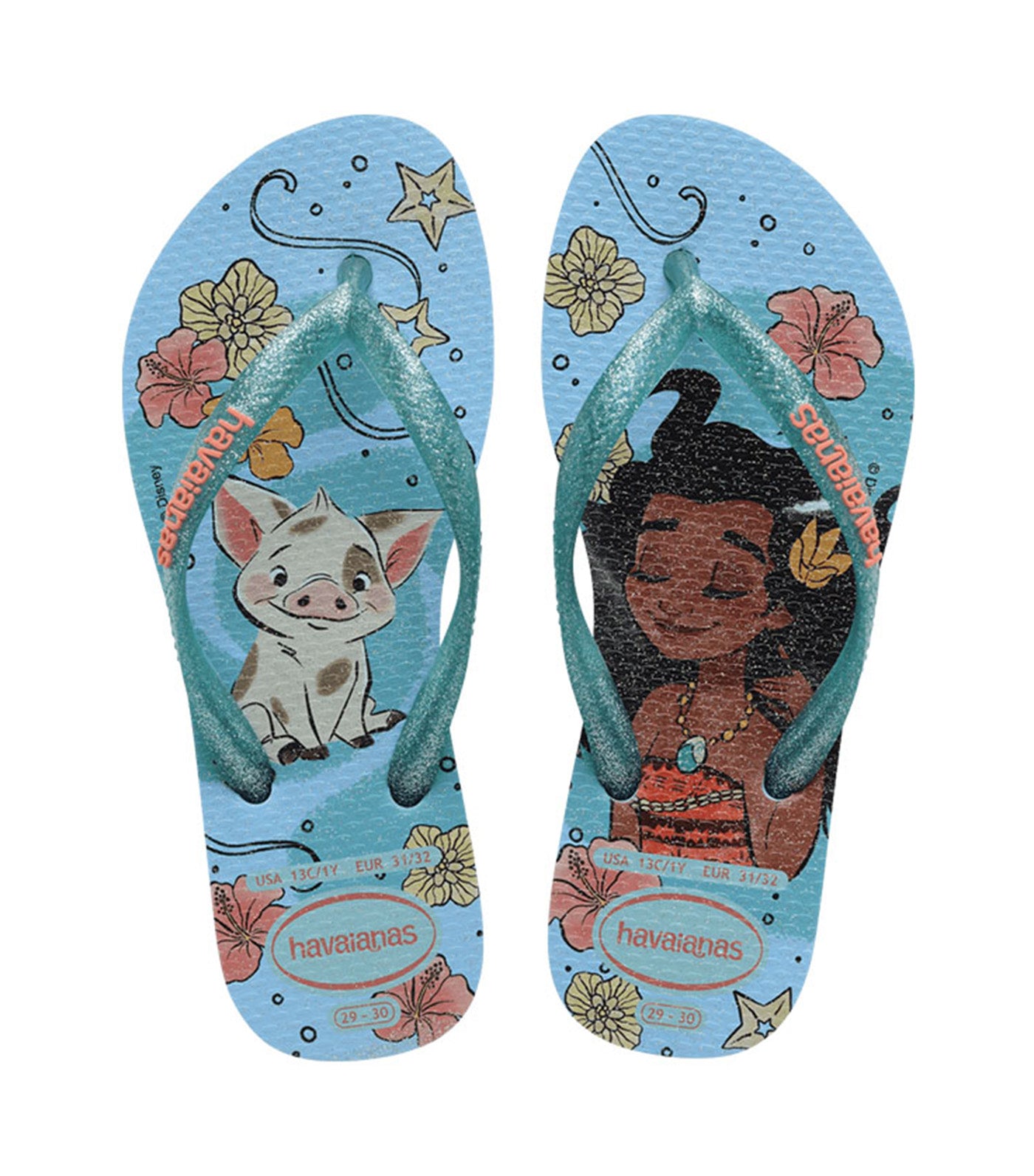 Kids Slim Princess Flip Flops Blue