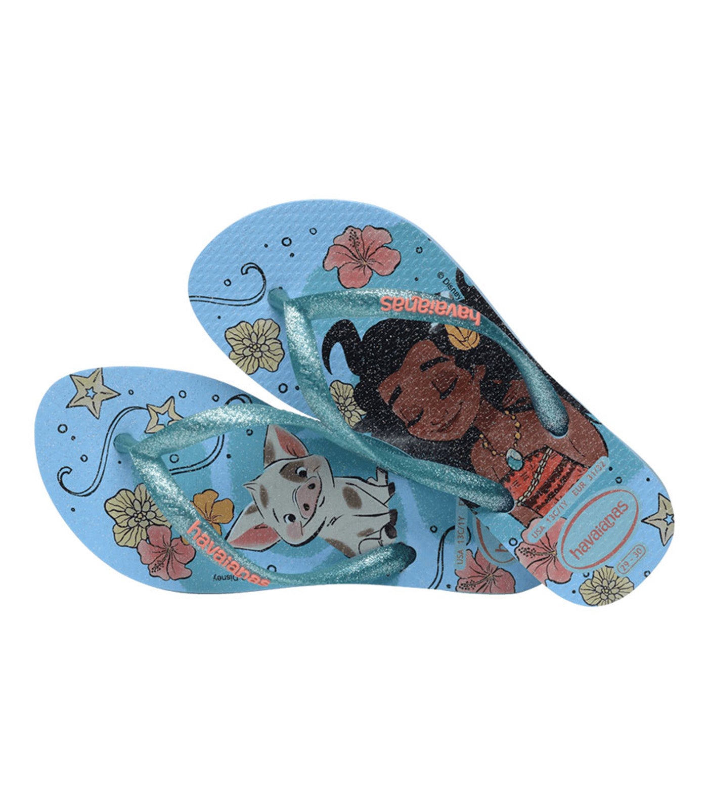 Kids Slim Princess Flip Flops Blue