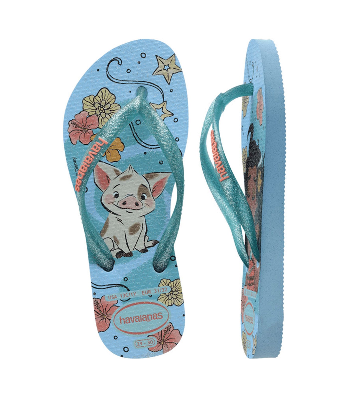 Kids Slim Princess Flip Flops Blue