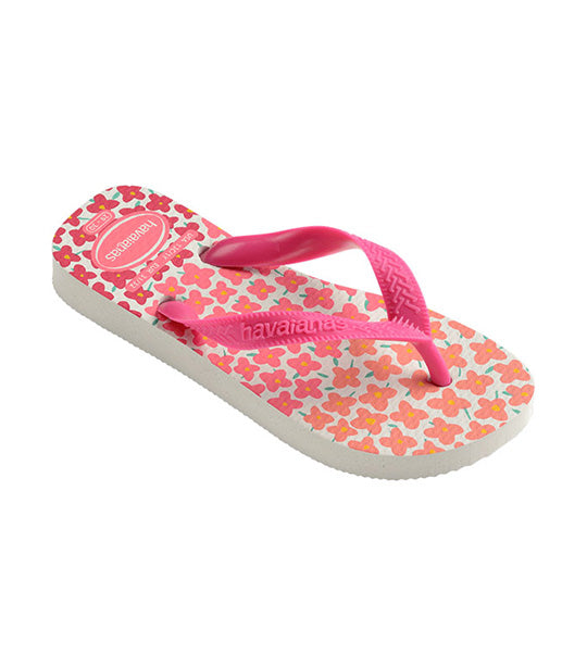 Kids Flores Flip Flops White/Pink Flux