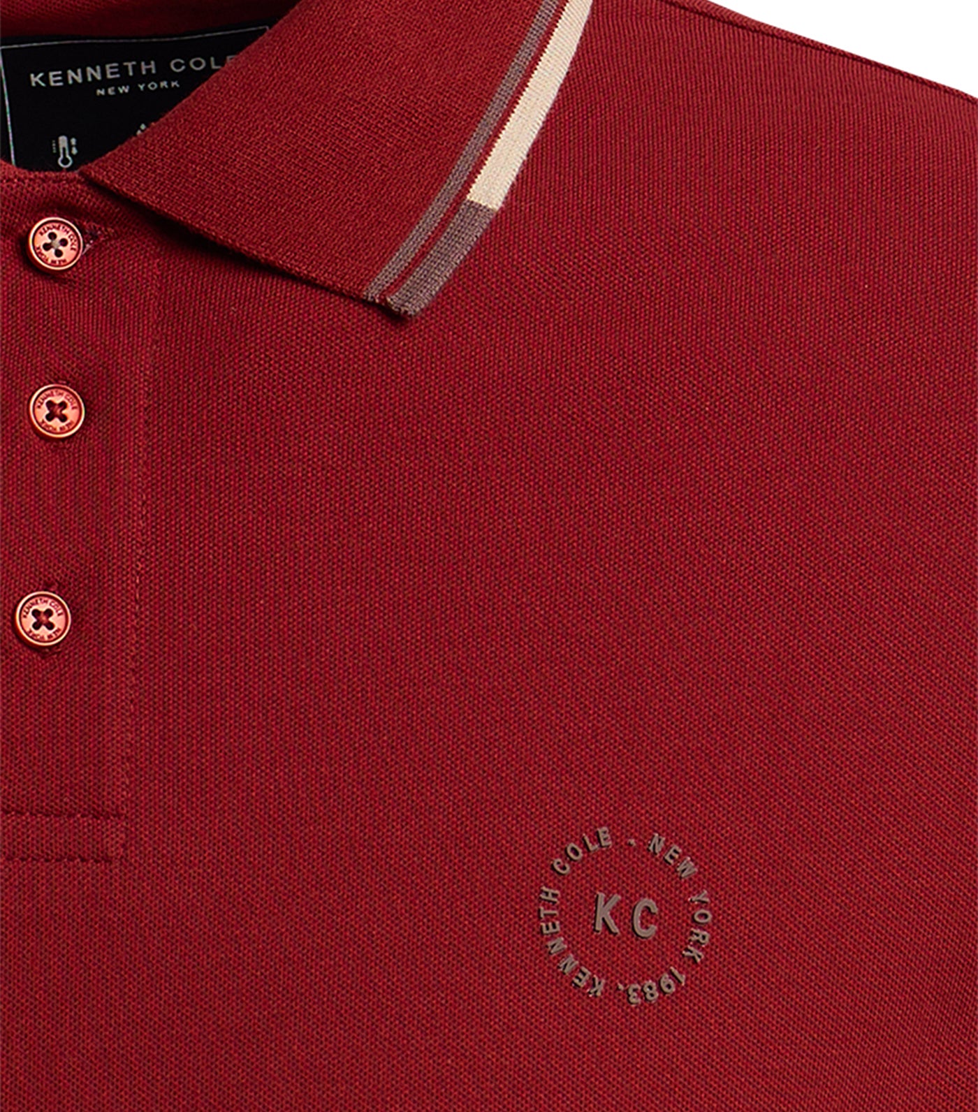 Kenneth Cole Pique Polo Shirt Fired Brick
