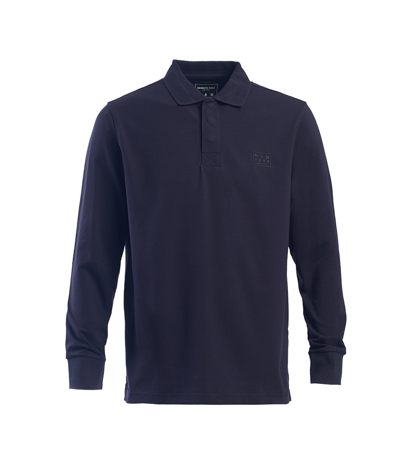 Kenneth Cole Long Sleeves Pique Polo Shirt Black