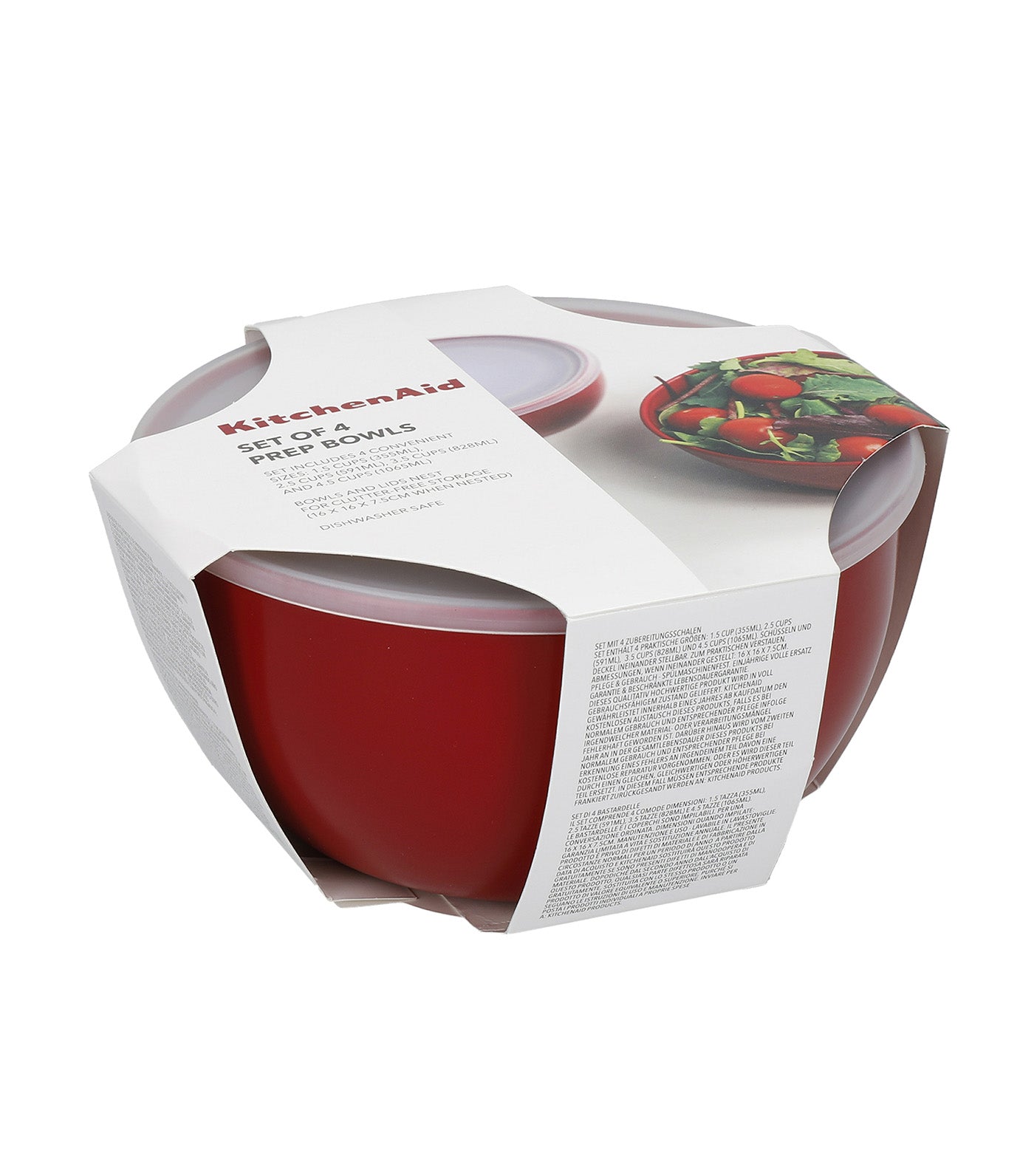 4-Piece Prep Bowl Set with Lid Empire Red