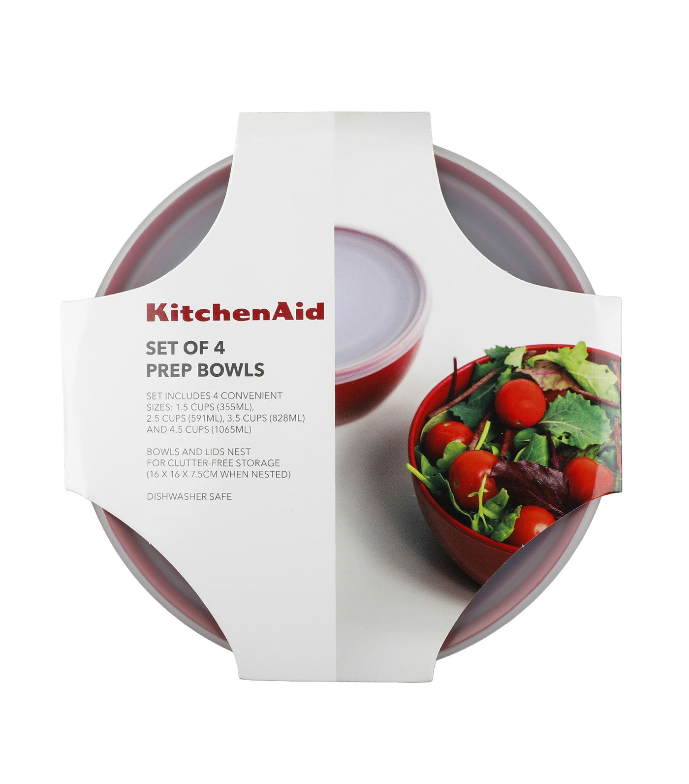 4-Piece Prep Bowl Set with Lid Empire Red