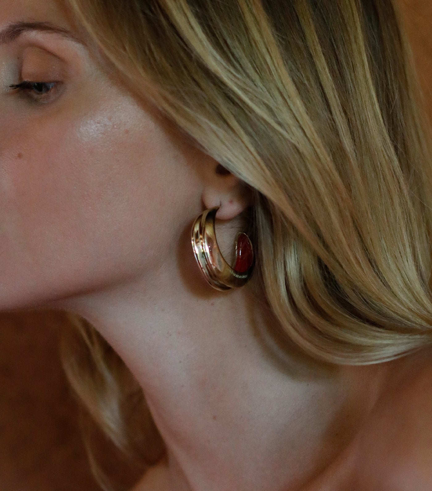 Golden Monstera Khos Large Earrings Gold