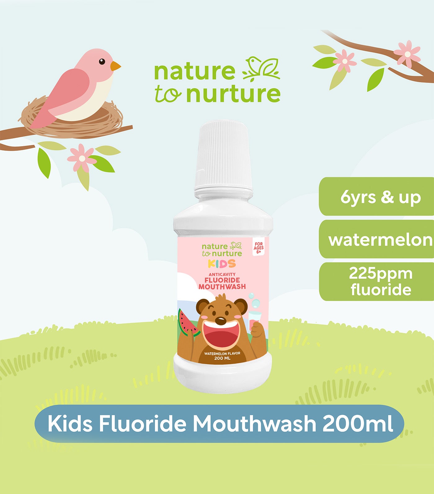 Kids Anticavity Fluoride Mouthwash Watermelon