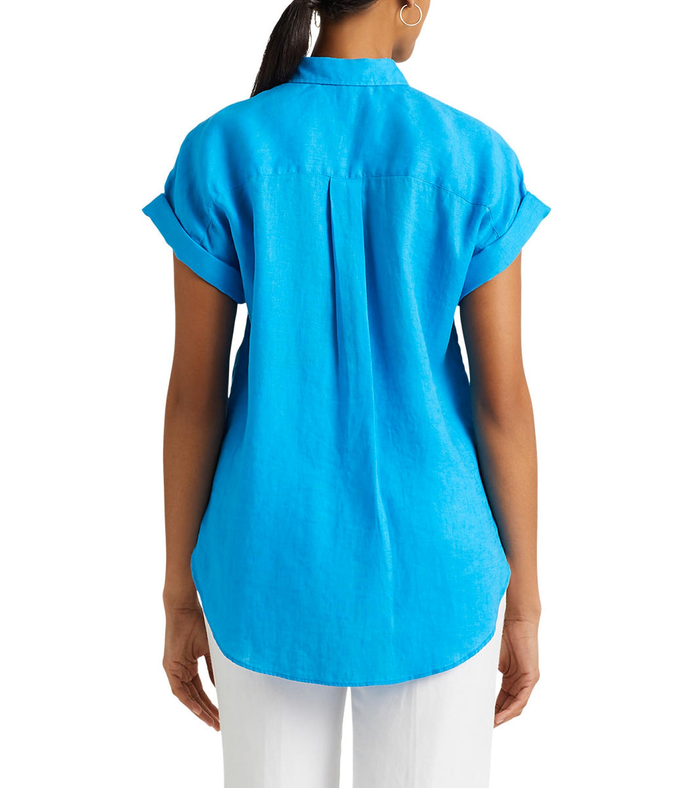 Women's Linen Dolman Sleeve Shirt Blaze Ocean