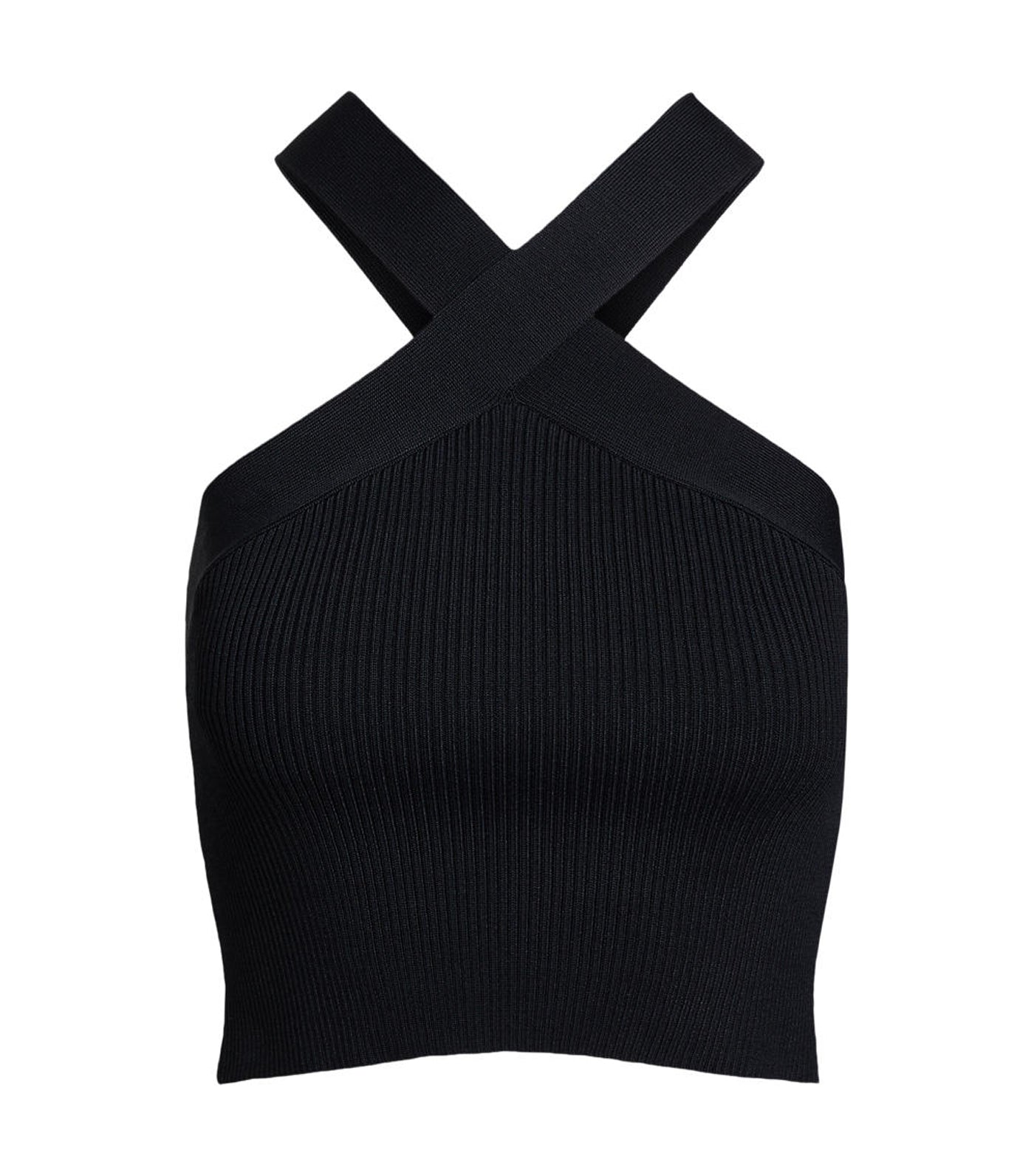 Women's Ribbed Cropped Halter Top Black