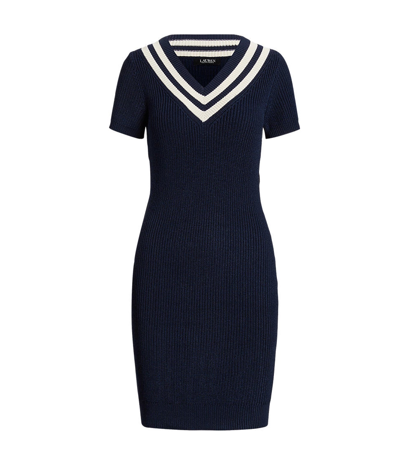 Women's Cotton-Blend Cricket Sweater Dress French Navy/Mascarpone Cream