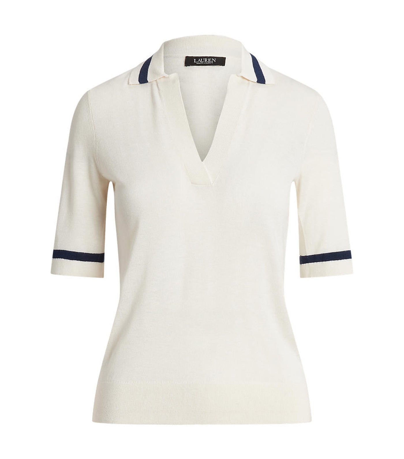 Women's Silk-Blend Short-Sleeve Sweater Mascarpone Cream