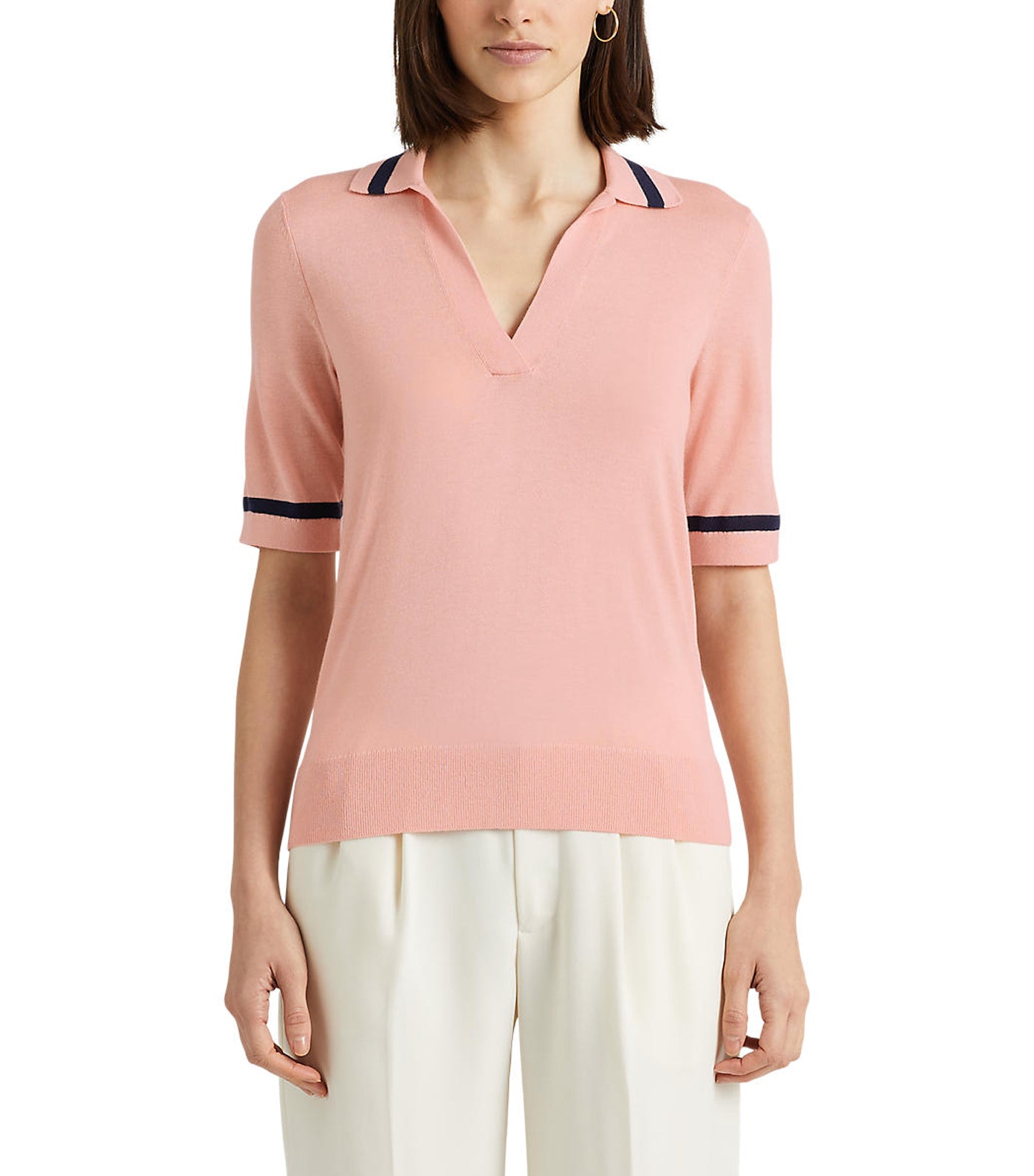 Lauren Ralph Lauren Women's Silk-Blend Short-Sleeve Sweater Pale Pink