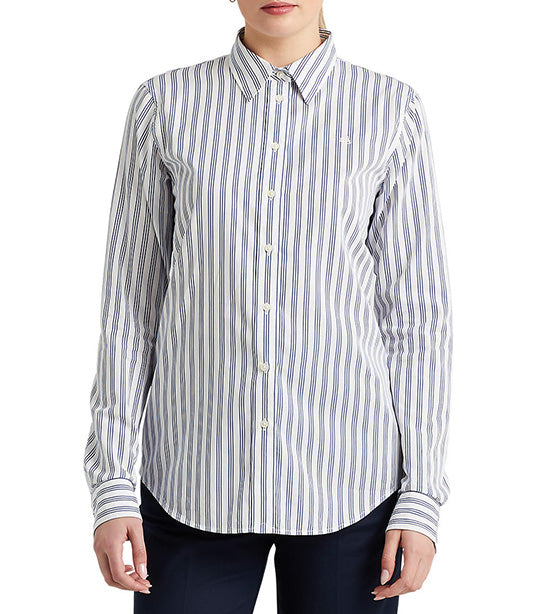 Women's Striped Cotton Broadcloth Shirt White/Blue