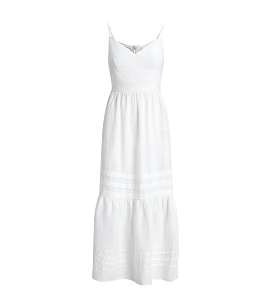 Women's Bow-Back Linen Dress White