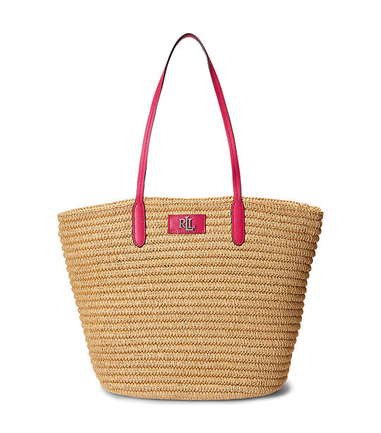 Lauren ralph lauren structured best sale straw mini reese tote