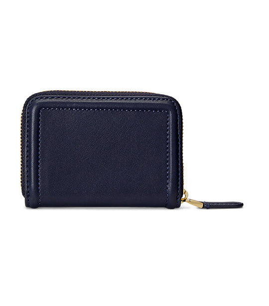 Women's Leather Zip Wallet French Navy