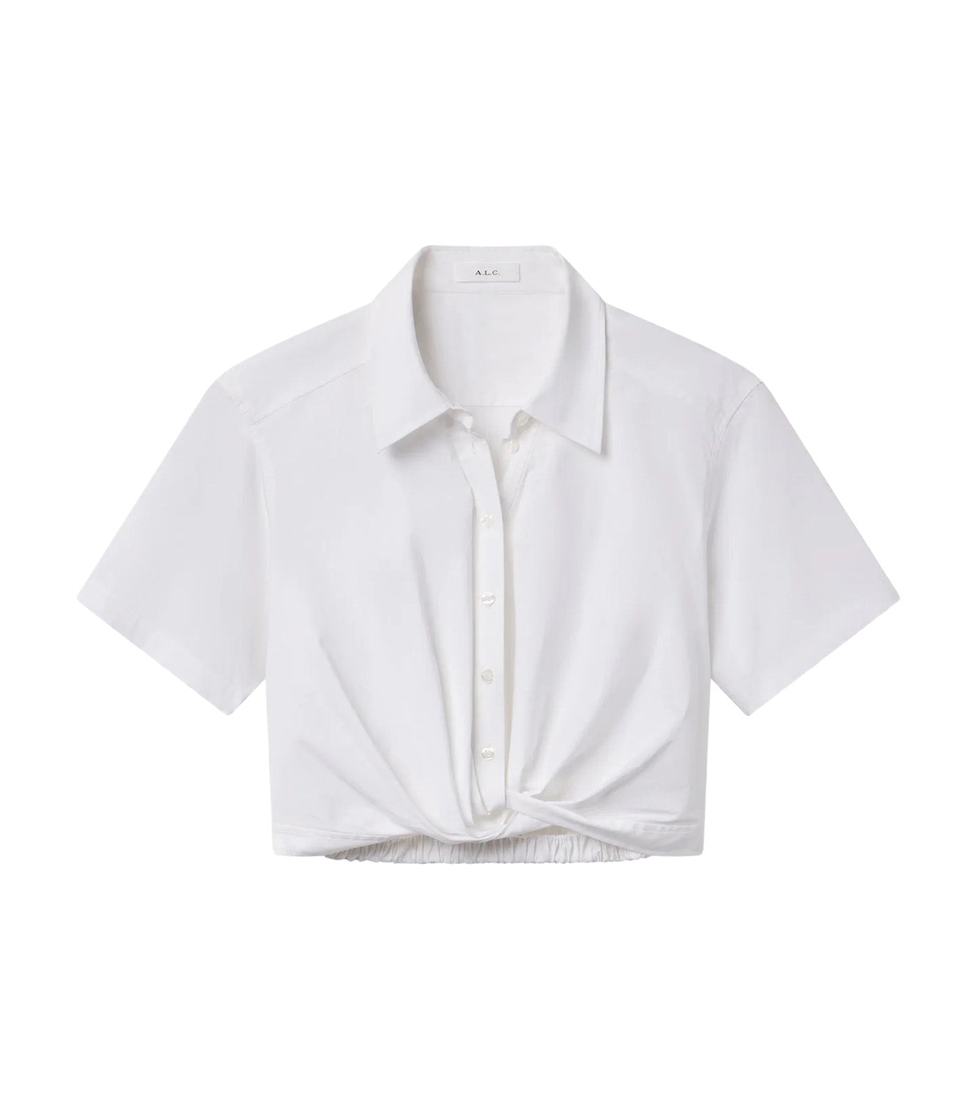 Lily Short Sleeve Cropped Cotton Shirt Bright White