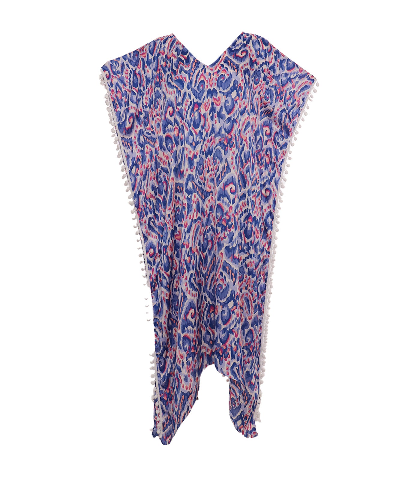 Dina Caftan with Pompom Blue Multi