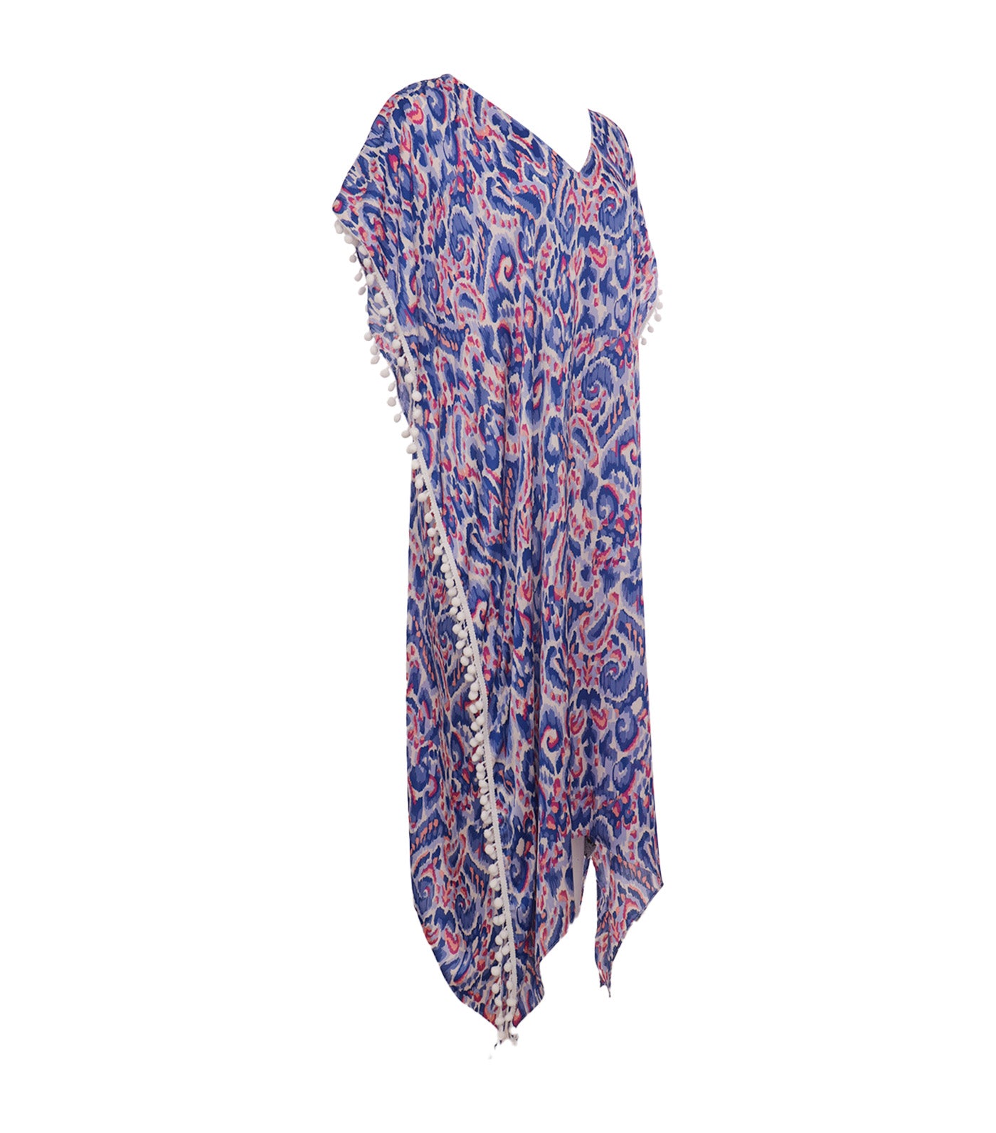 Dina Caftan with Pompom Blue Multi