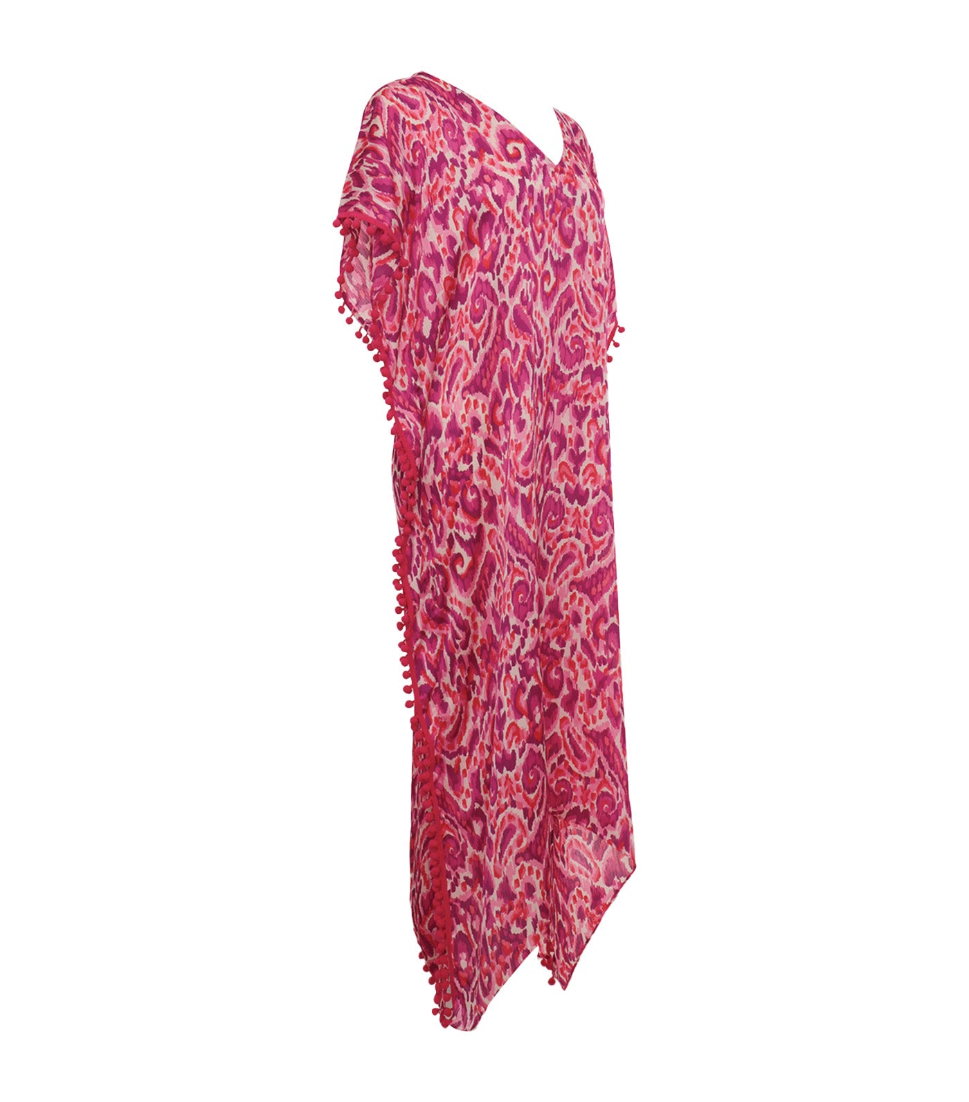 Dina Caftan with Pompom Pink Multi