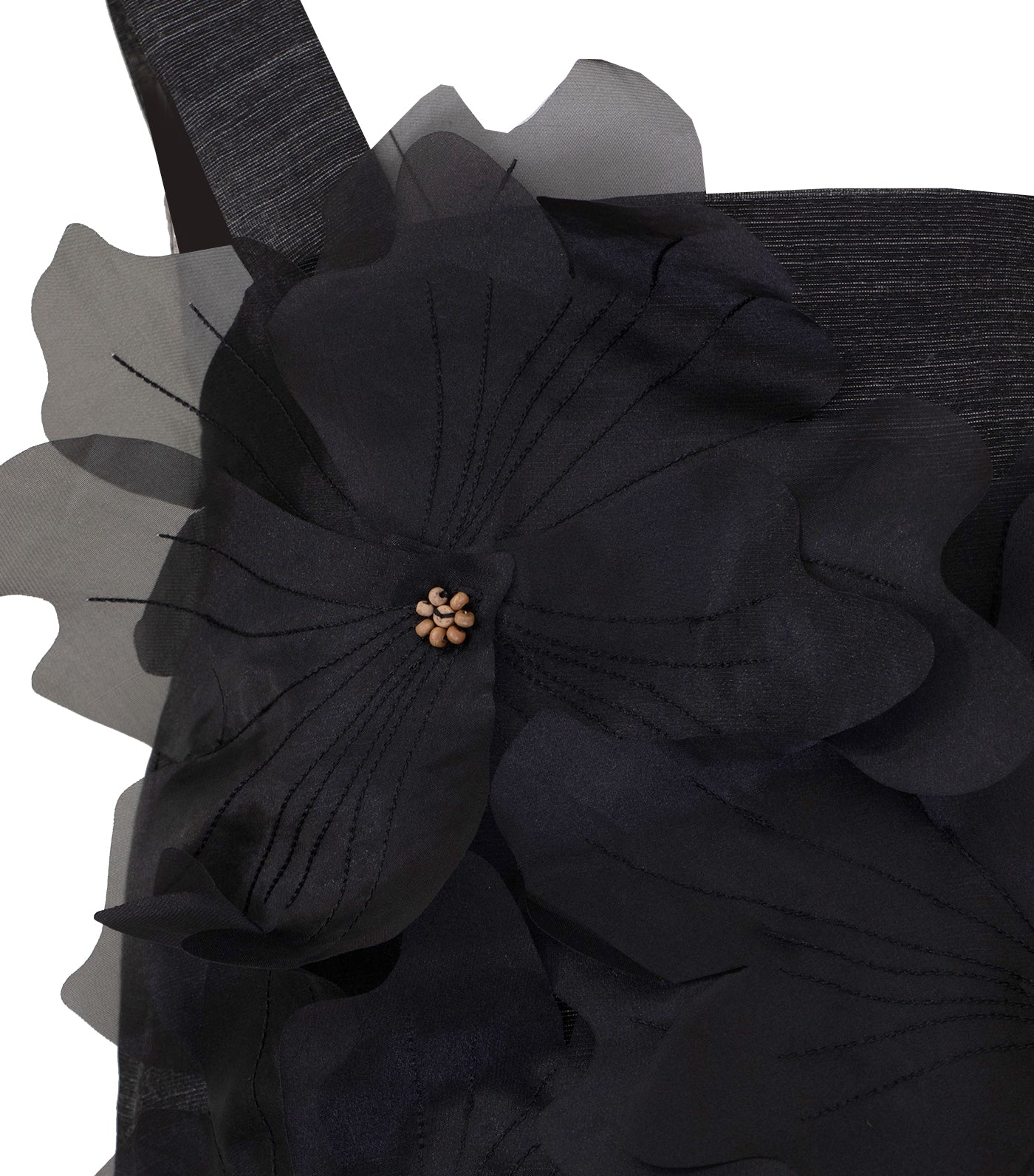 Lady Rustan Fira Blouse with Flower Applique and Wooden Beads Black