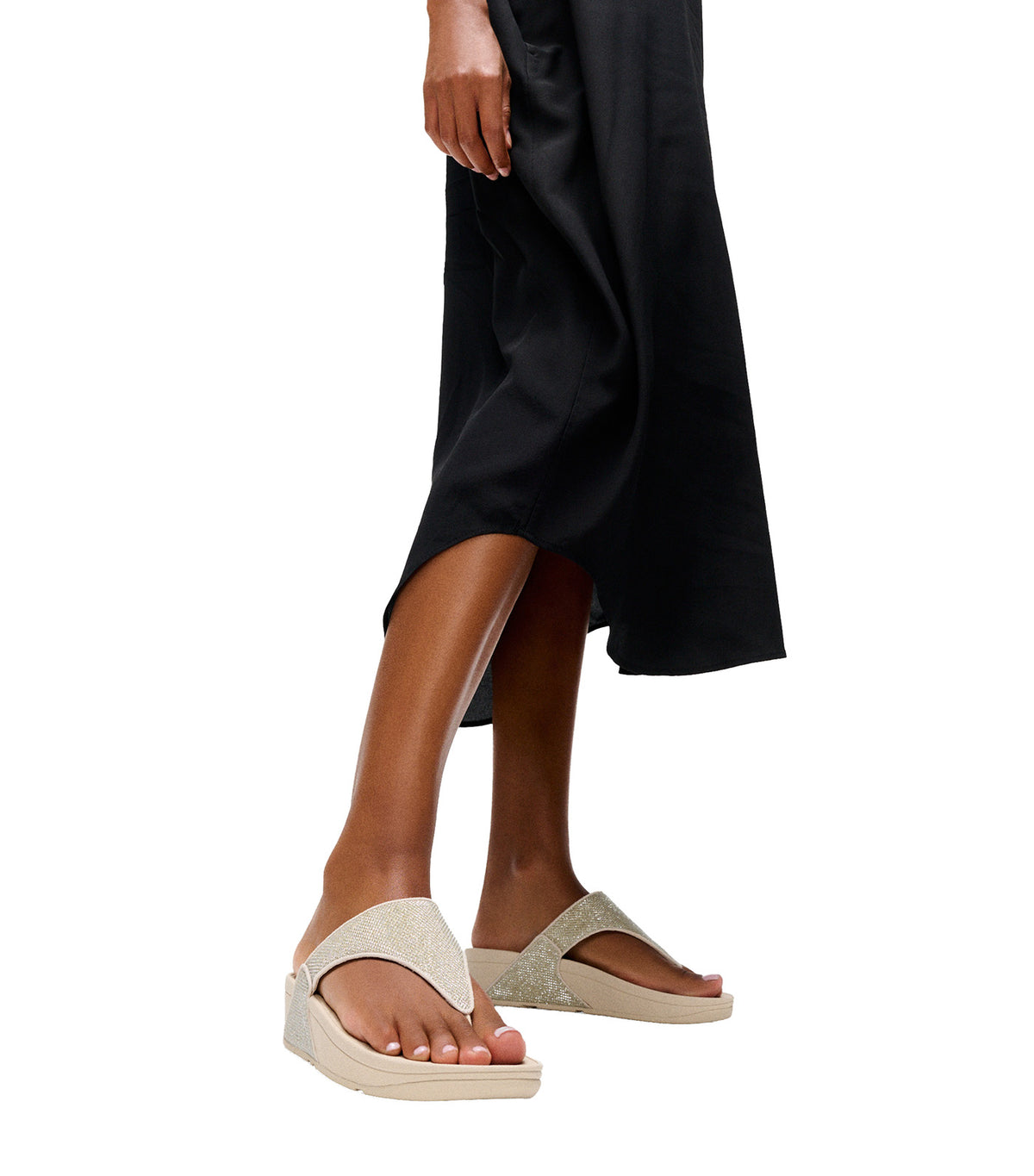 Lulu Shimmerglitz Toe-Post Sandals Platino