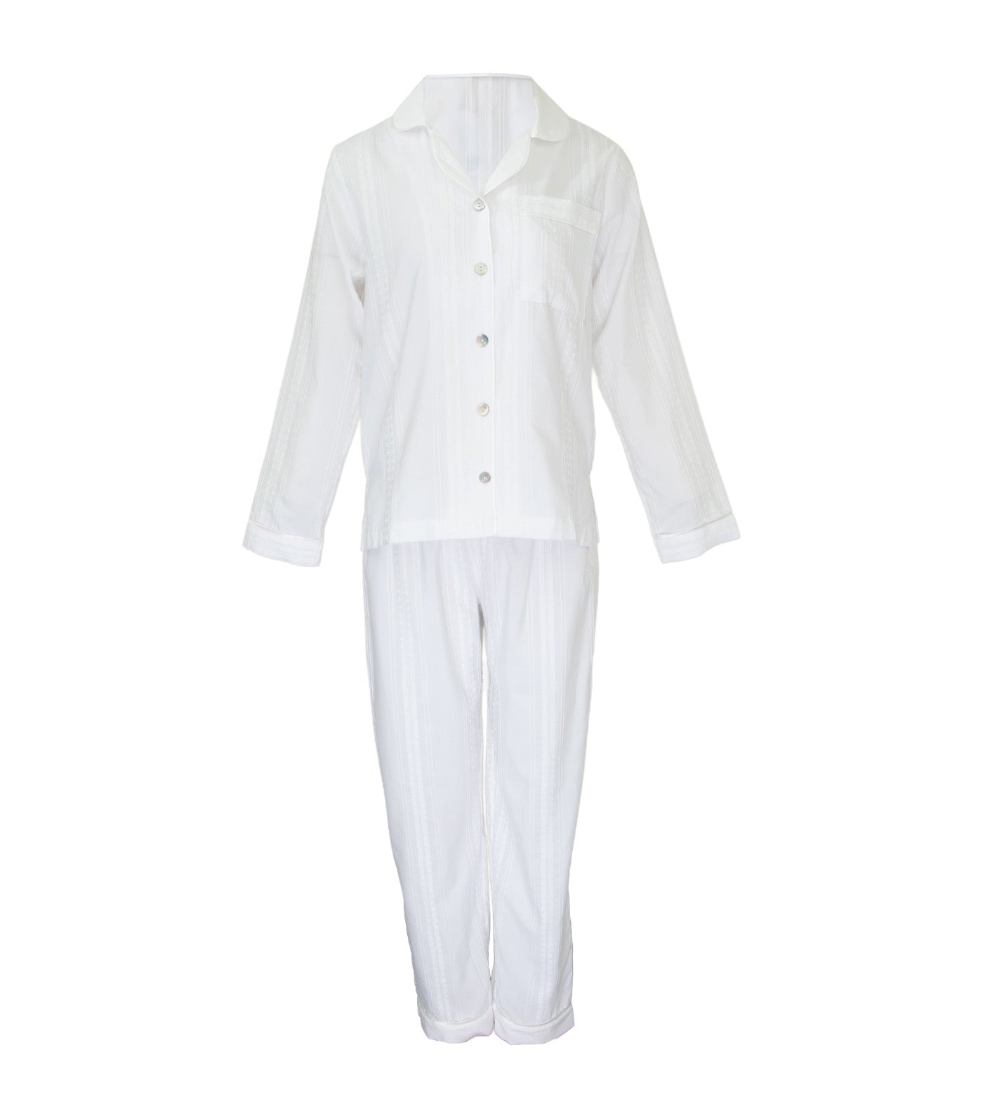 Pura Long-Sleeve and Pants Pajama Set White