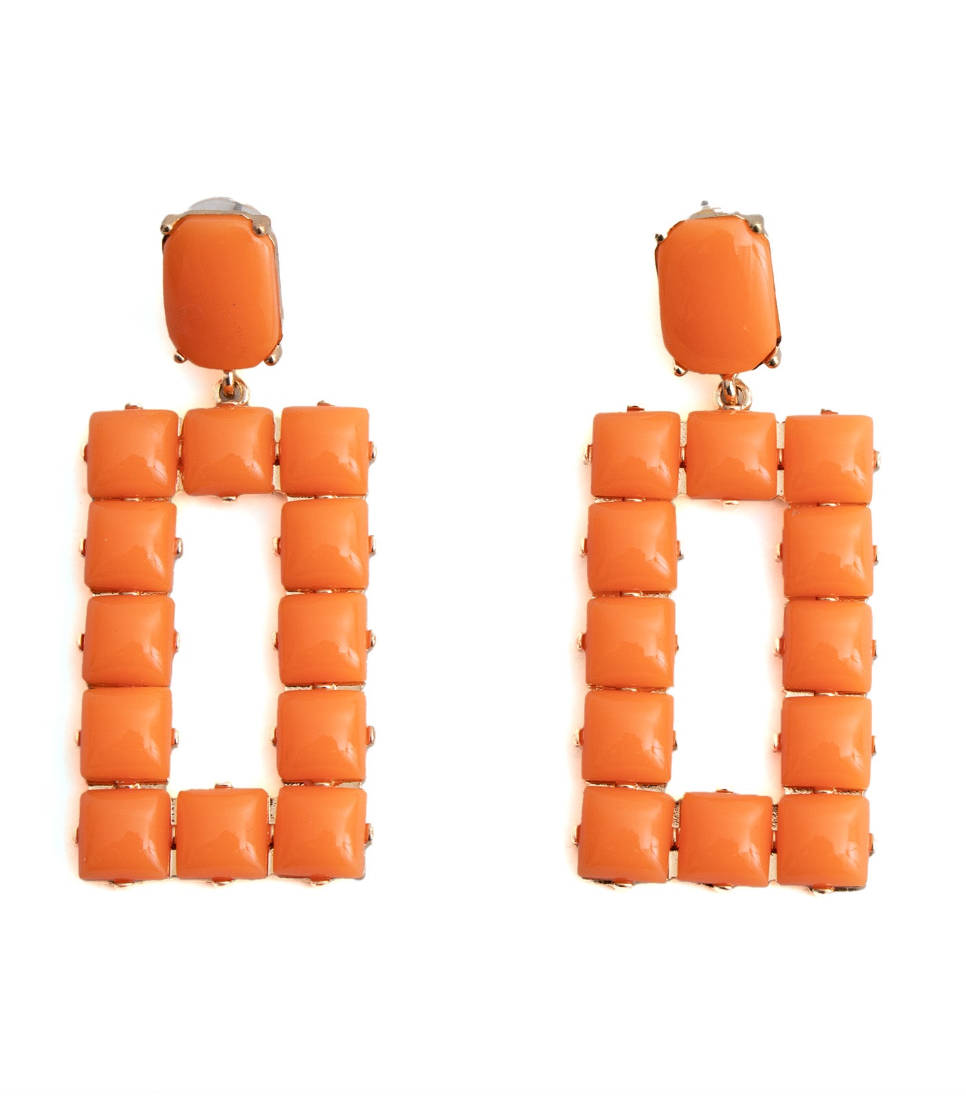 Color Pop Square Earrings Orange