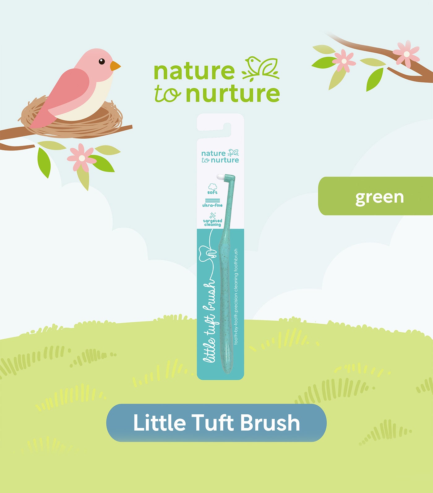 Ultra-fine Soft Little Tuft Brush Green