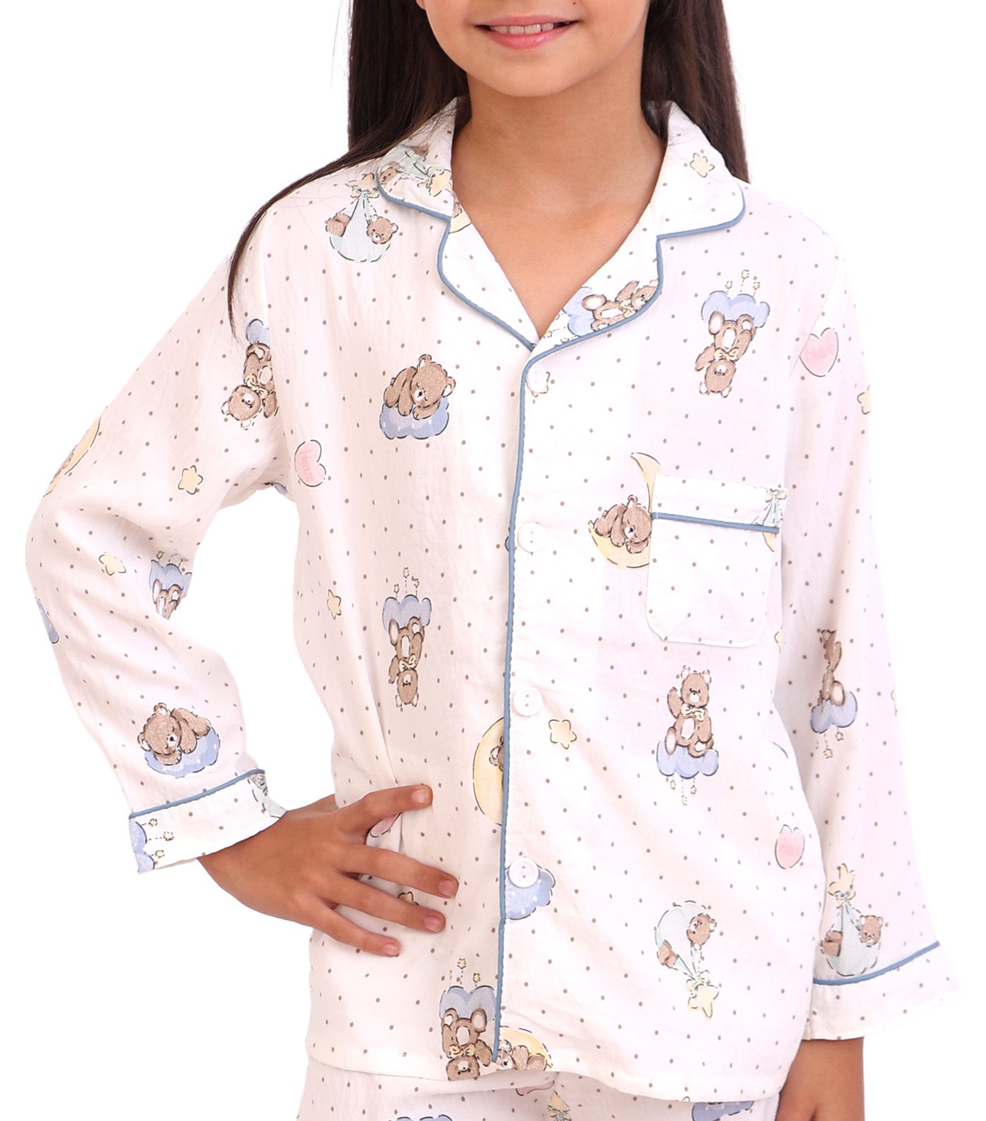 Long Sleeve Bear Pajama Set Cloud