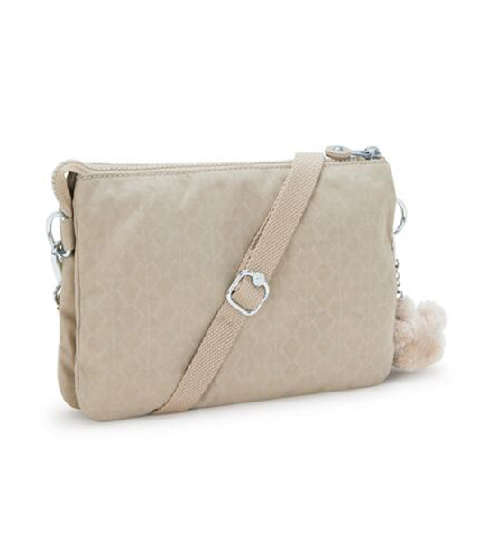 Riri Signature Beige Embroidered Quilt Shoulder Bag