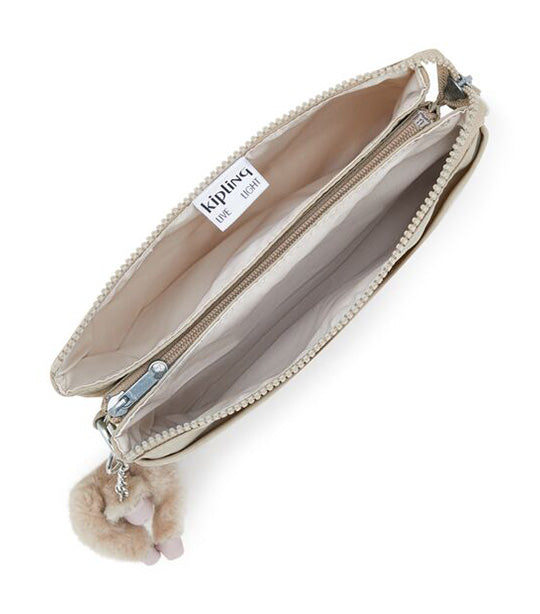 Riri Signature Beige Embroidered Quilt Shoulder Bag