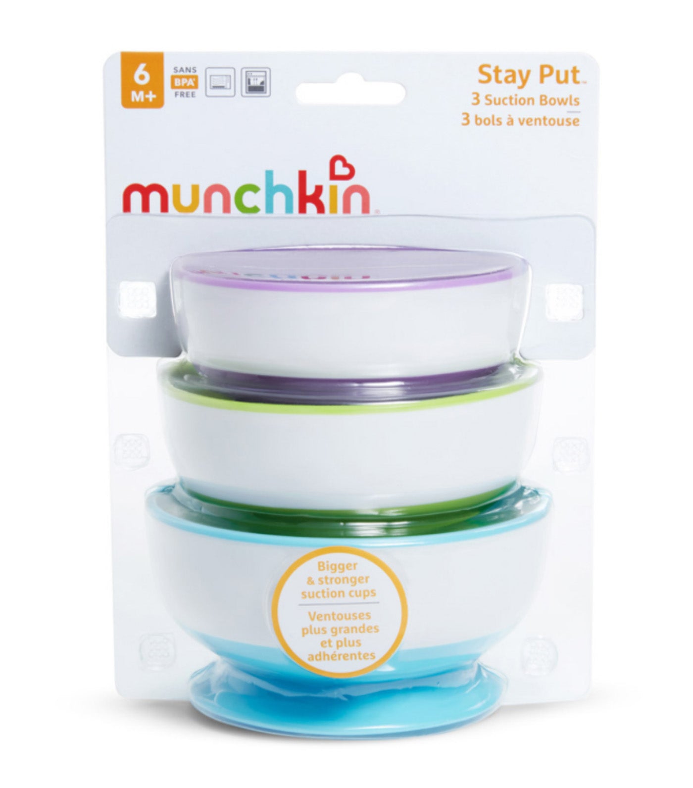 Stay Put 3 Pack Suction Bowls Multicolor