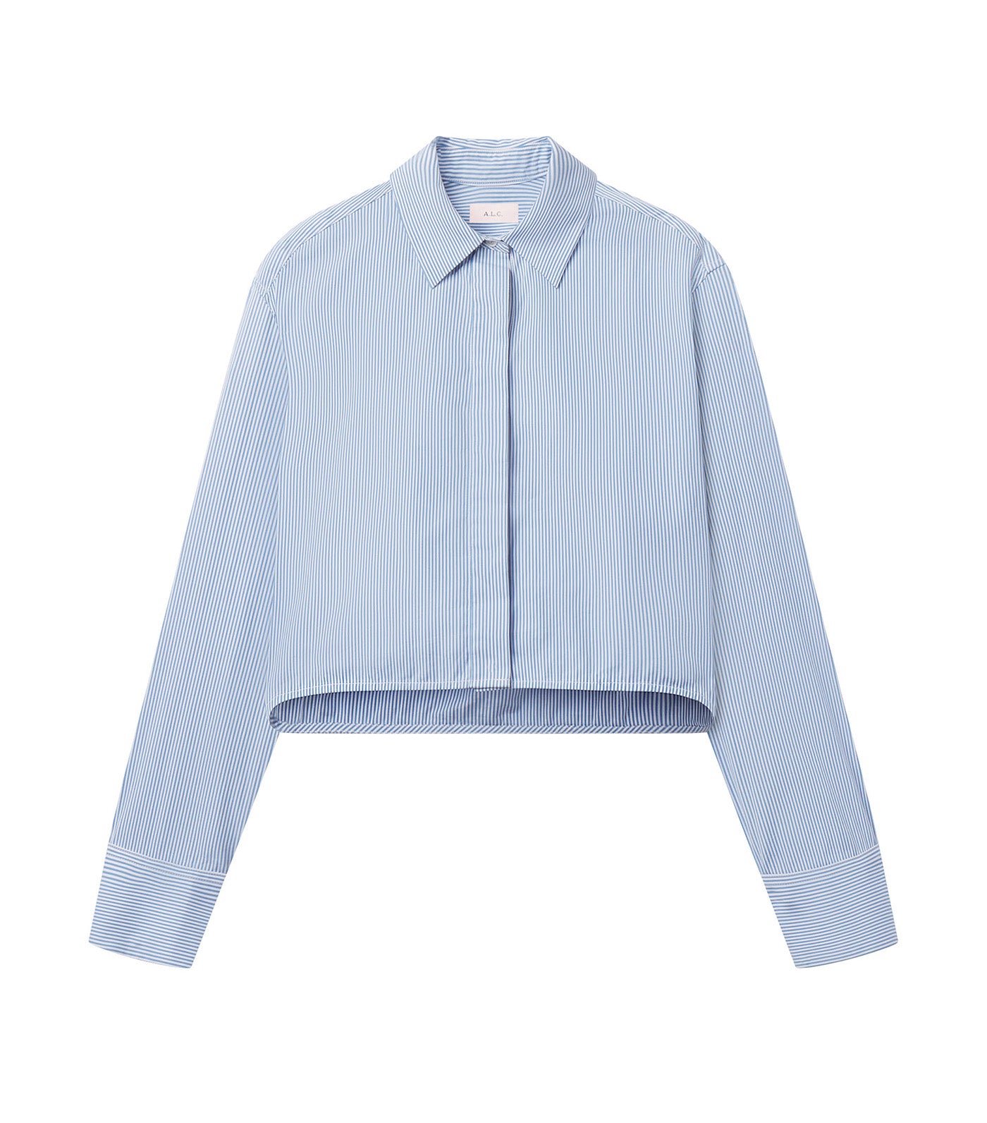 Maude Cropped Cotton Shirt French Blue/White