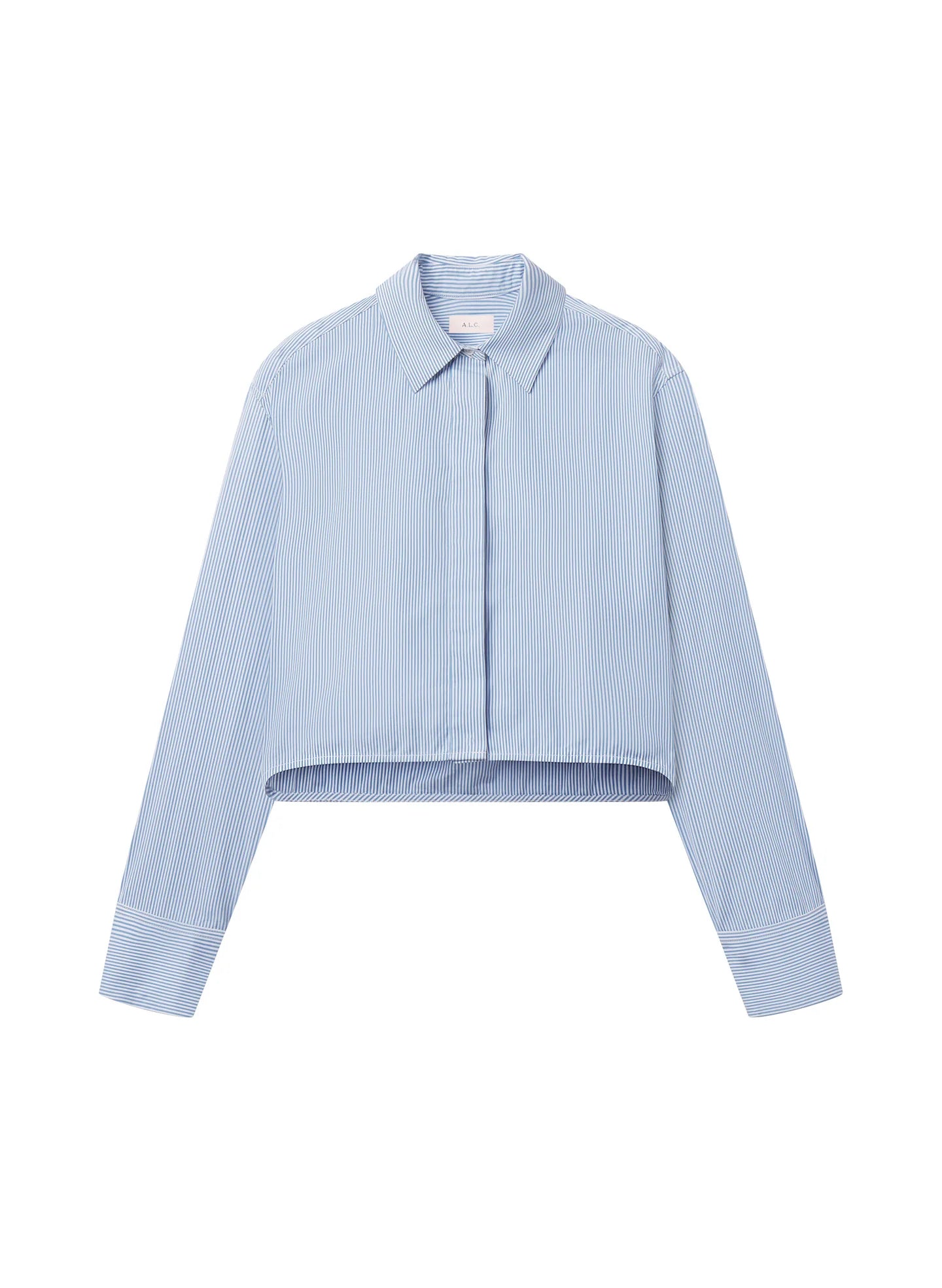 Maude Cropped Cotton Shirt French Blue/White
