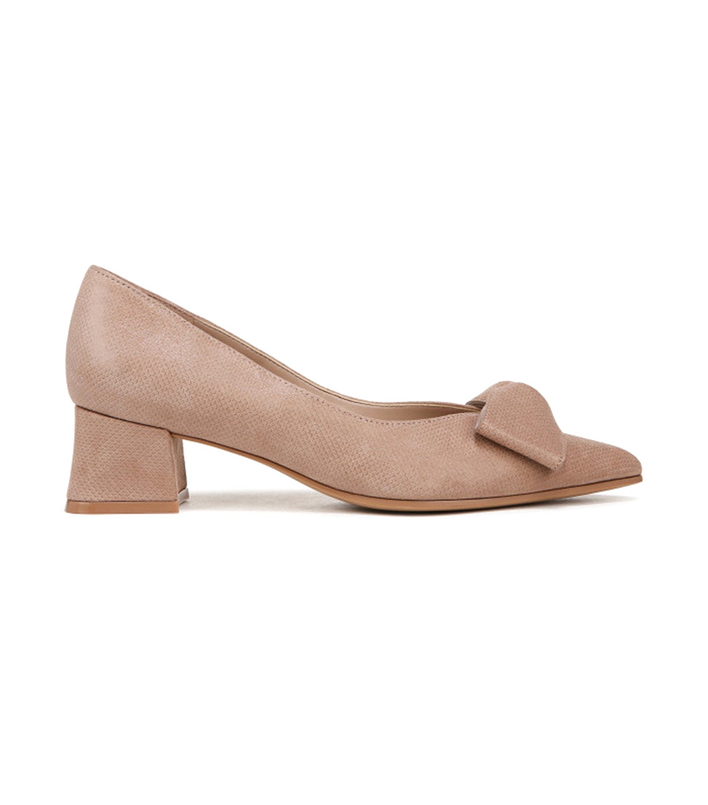 Mavis Bow Pump Glossy Suede Tan