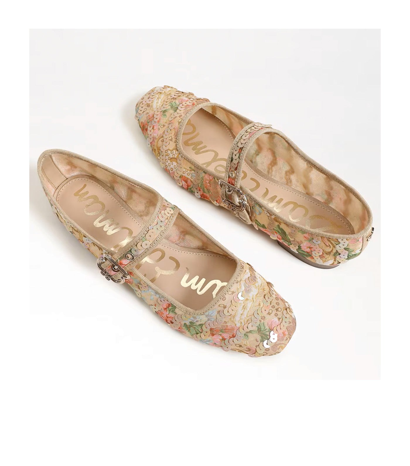 Sam Edelman Michaela Riviera Mary Jane Flat Mesh Fabric Ecru Multi