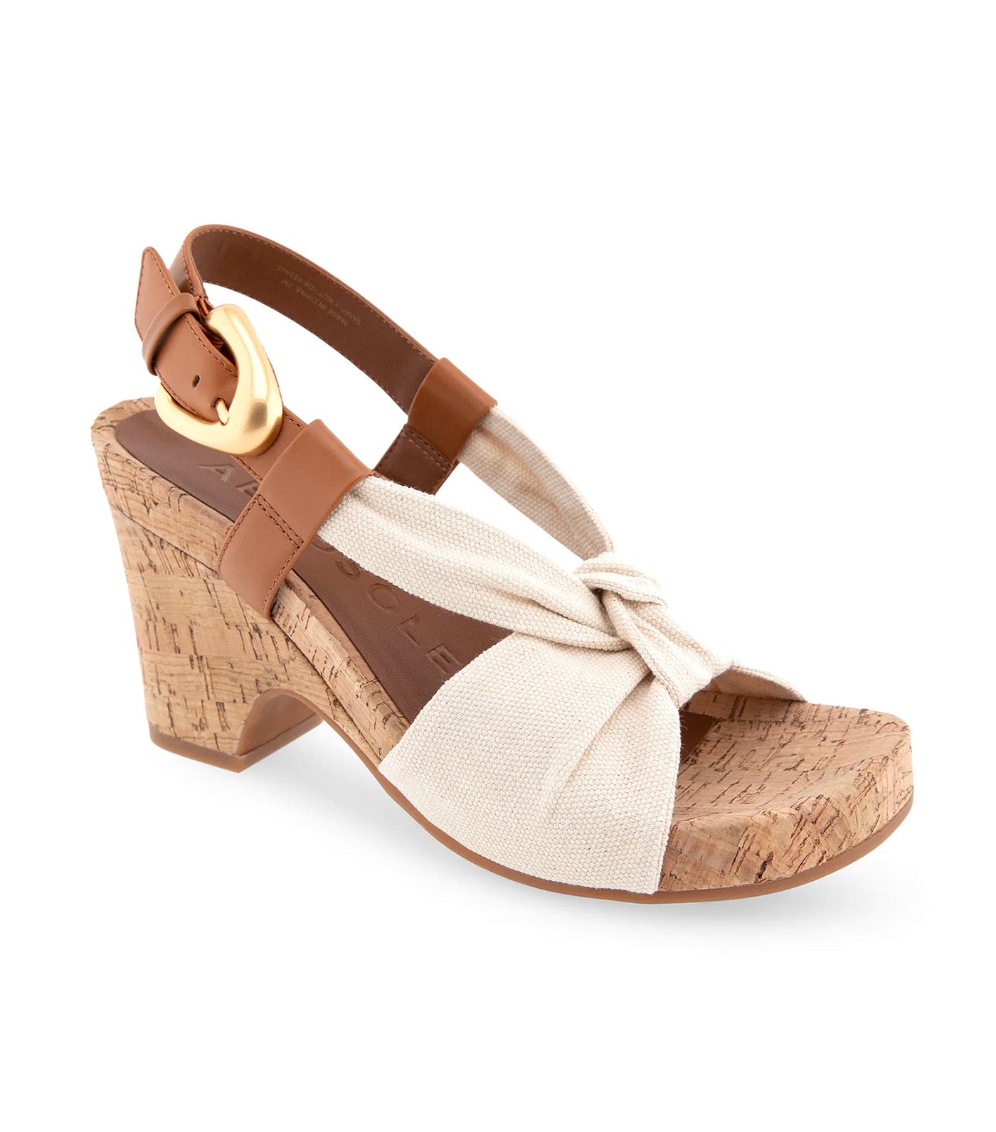 Miki Knotted Buckled Wedge Sandal Natural Canvas