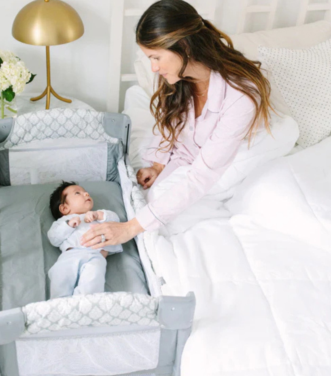 mini ezee bedside crib with mattress