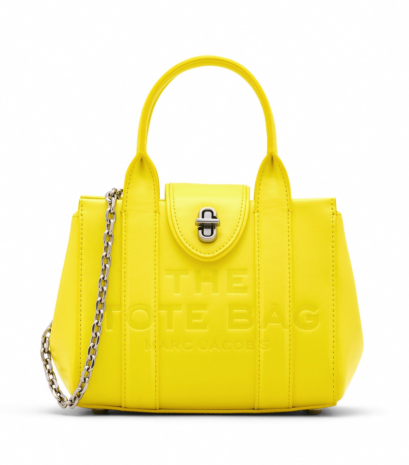 The Leather Turnlock CB Tote Bag Smiley Yellow