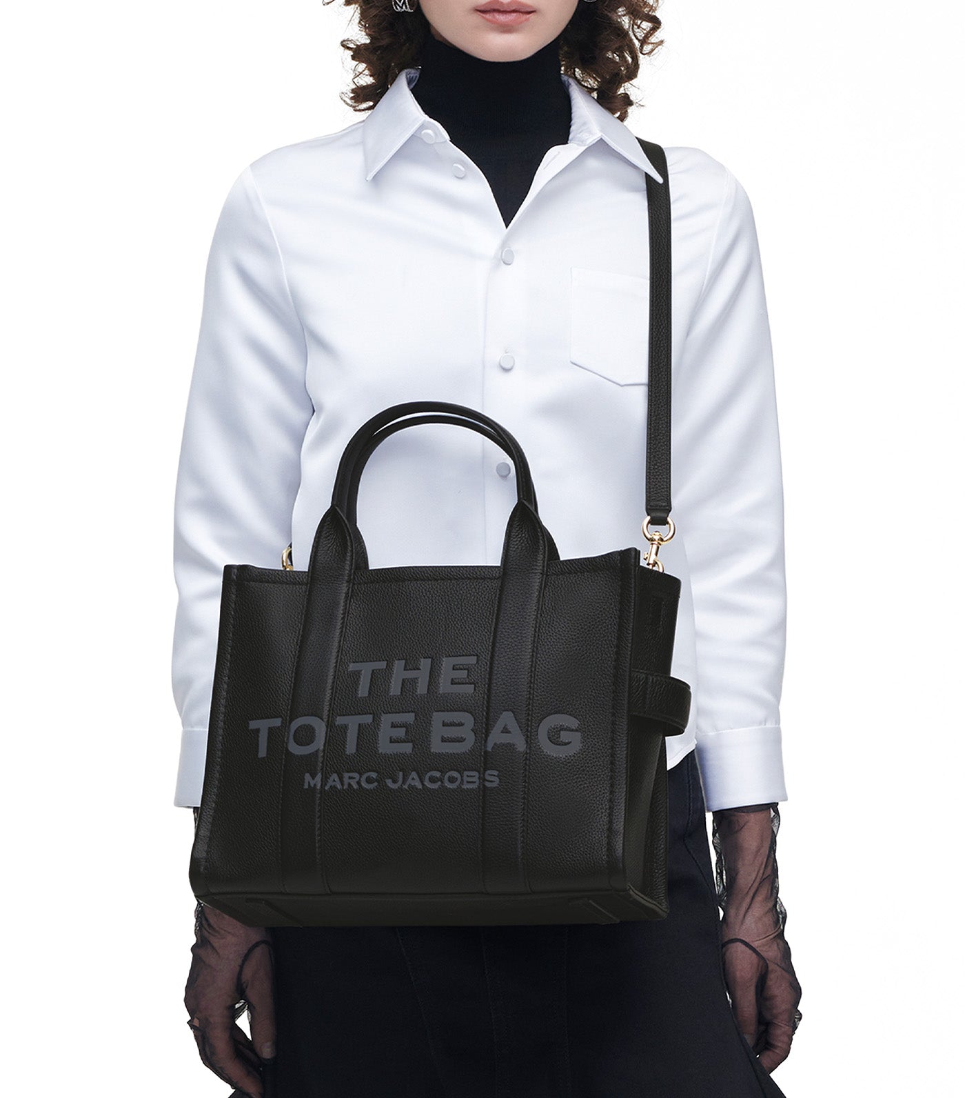 The Leather Medium Tote Bag Black