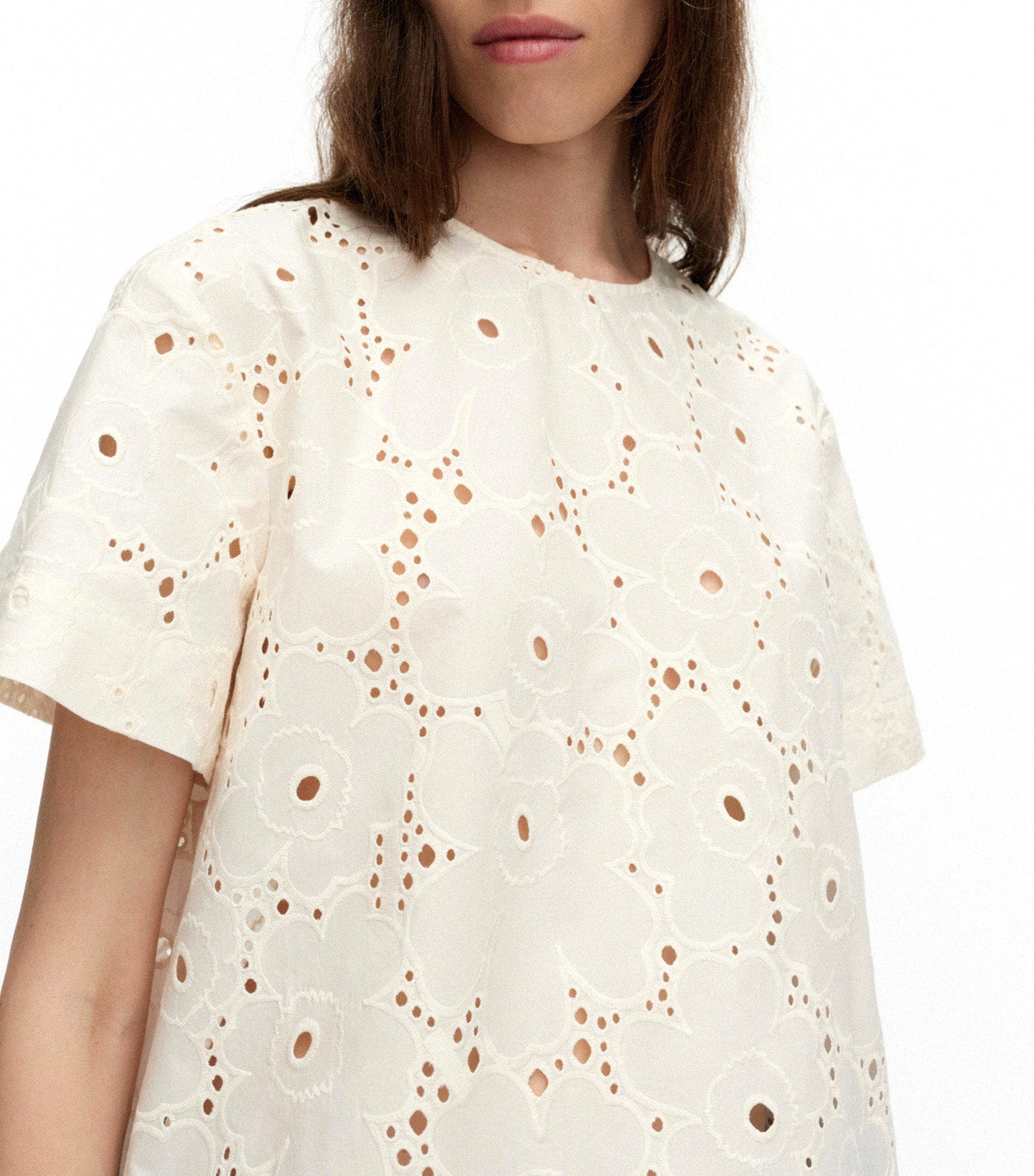 Alustus Unikko Lace Short Sleeve Blouse Off White