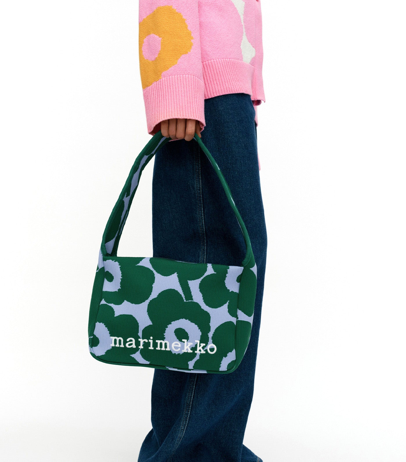 Knitted Shoulderbag Unikko Dark Green/Blue