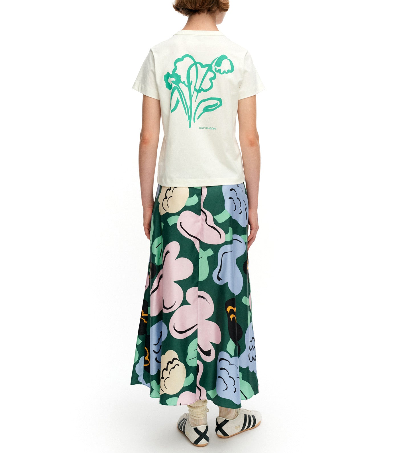 Koostumus Kukasta Kukkaan Silk Skirt Green/Pink