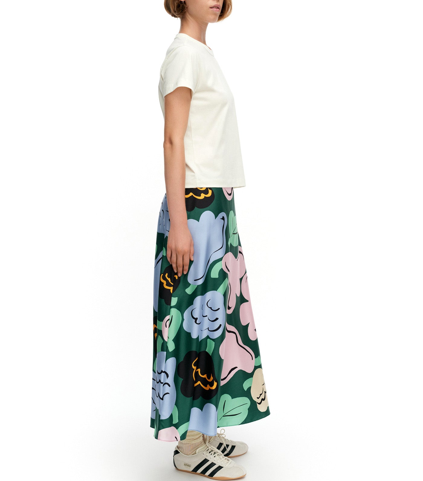 Koostumus Kukasta Kukkaan Silk Skirt Green/Pink