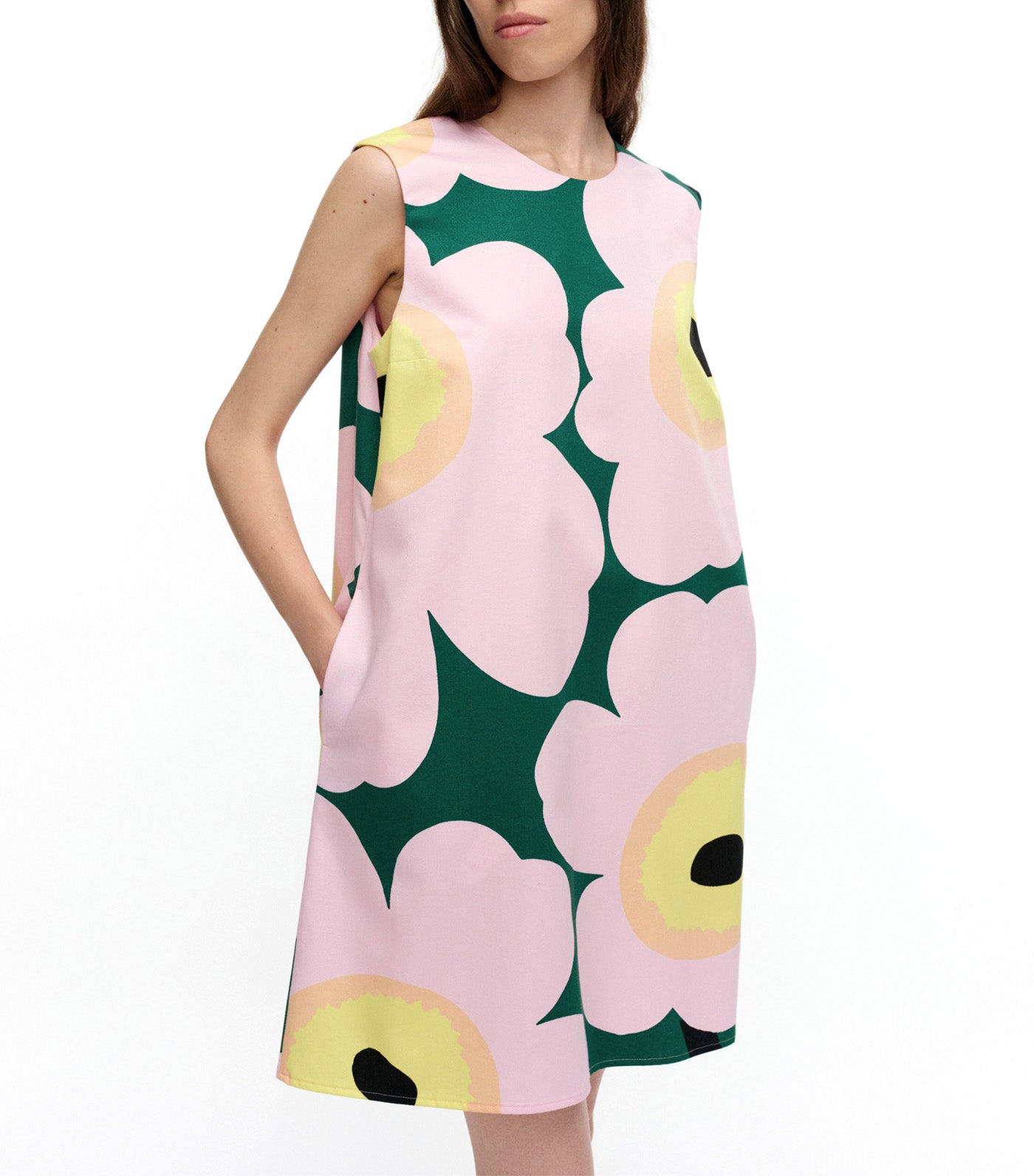 Siluetti Unikko Dress Green/Pink/Yellow